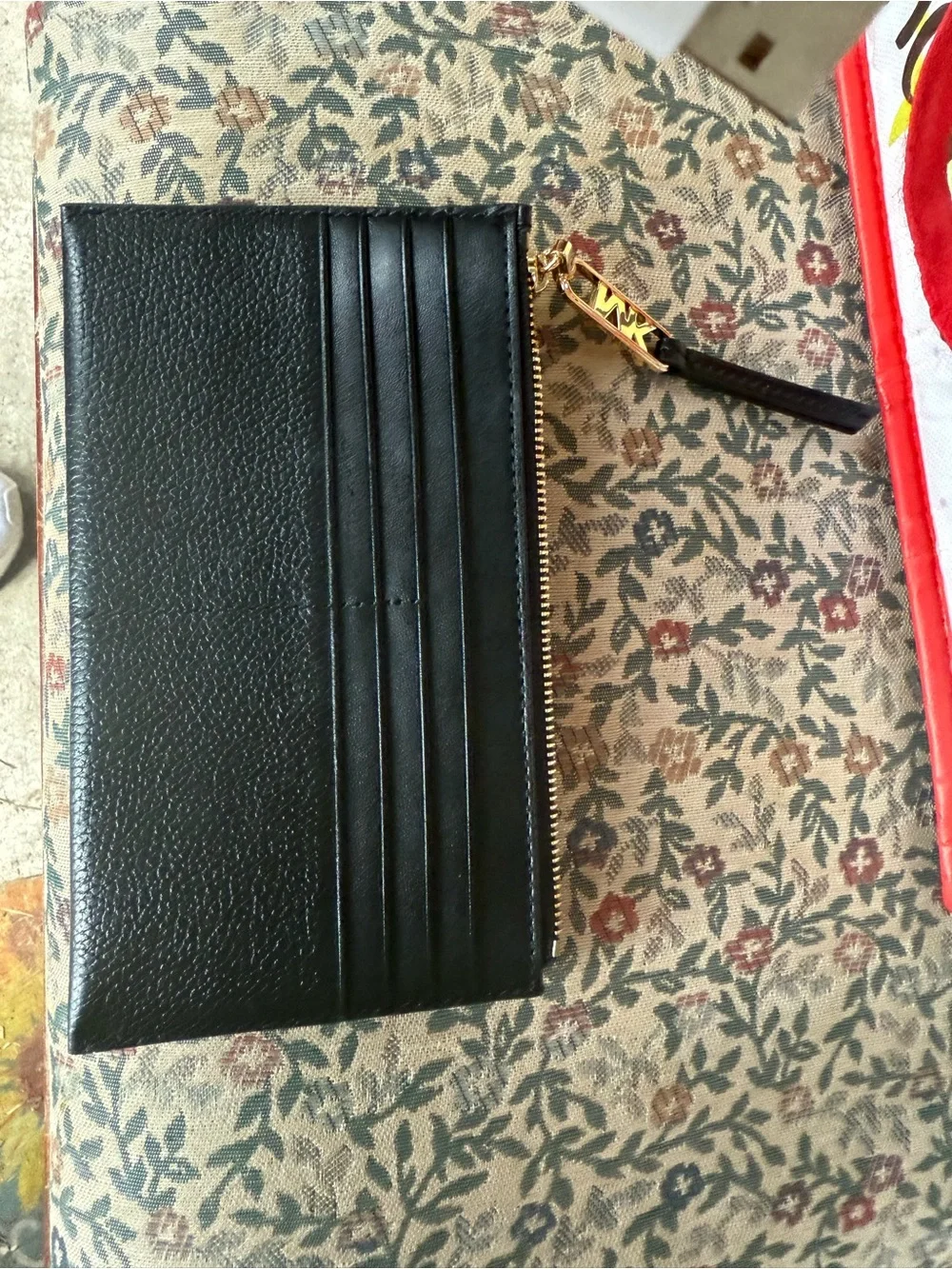Michael Kors Black Empire Leather Large Card Holder with Gold Hardware